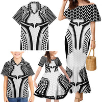 Hawaiian Kakau Art Tattoos Aquaman Style Family Matching Mermaid Dress and Hawaiian Shirt White Version LT03 - Polynesian Pride