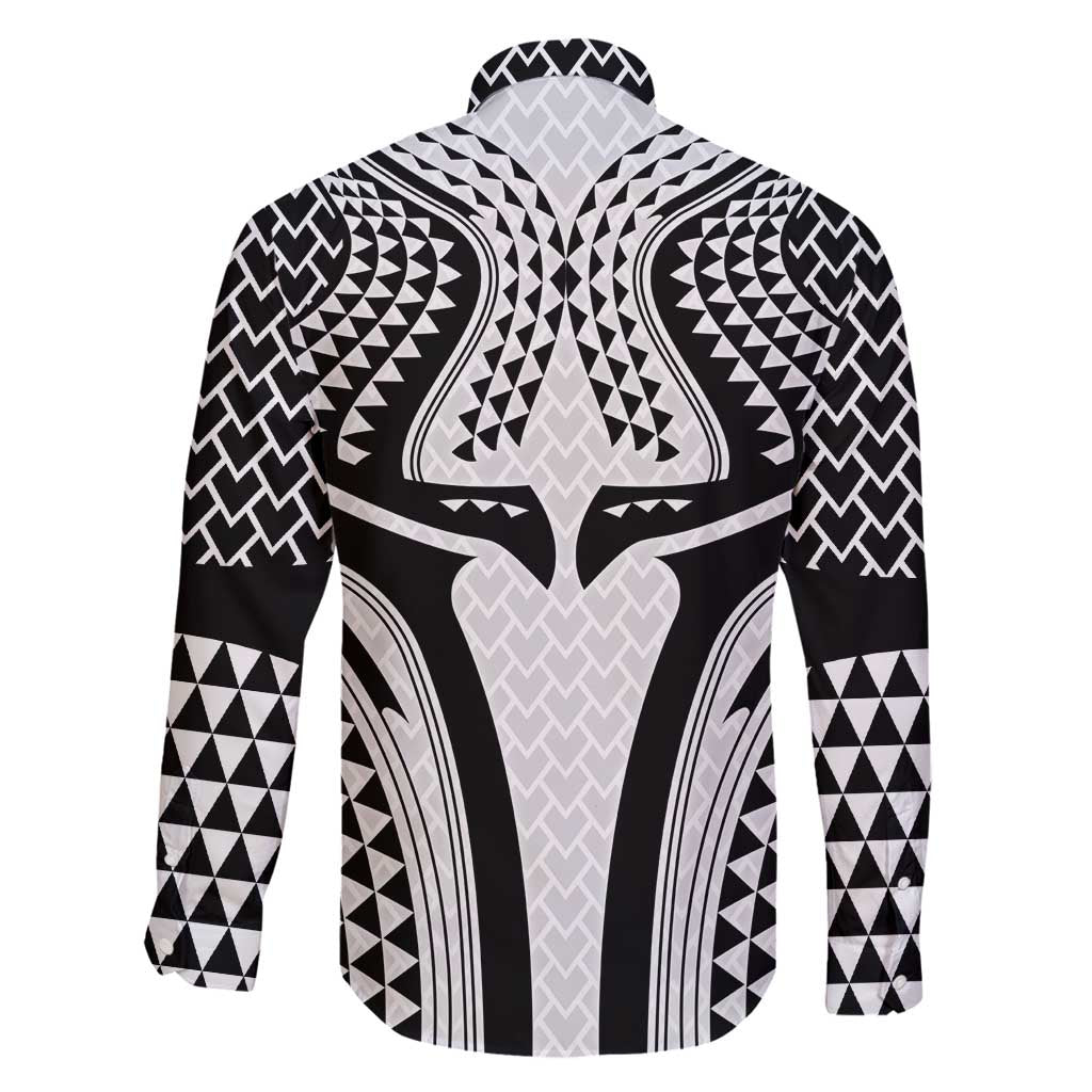 Hawaiian Kakau Art Tattoos Aquaman Style Family Matching Off Shoulder Maxi Dress and Hawaiian Shirt White Version LT03 - Polynesian Pride