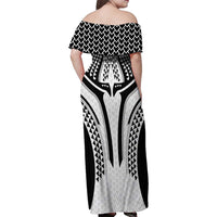 Hawaiian Kakau Art Tattoos Aquaman Style Family Matching Off Shoulder Maxi Dress and Hawaiian Shirt White Version LT03 - Polynesian Pride