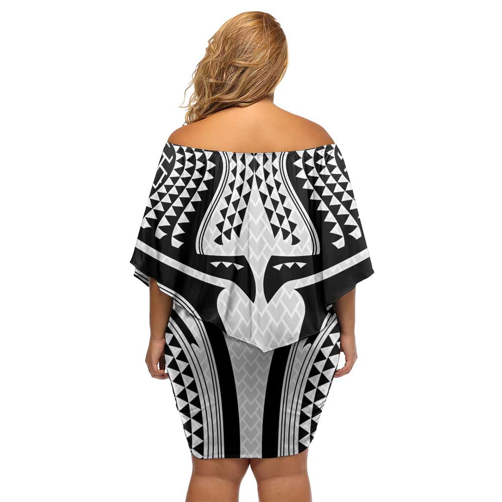 Hawaiian Kakau Art Tattoos Aquaman Style Family Matching Off Shoulder Short Dress and Hawaiian Shirt White Version LT03 - Polynesian Pride
