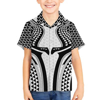 Hawaiian Kakau Art Tattoos Aquaman Style Family Matching Off Shoulder Short Dress and Hawaiian Shirt White Version LT03 Son's Shirt White - Polynesian Pride