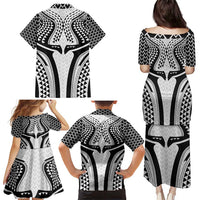 Hawaiian Kakau Art Tattoos Aquaman Style Family Matching Puletasi and Hawaiian Shirt White Version - Polynesian Pride