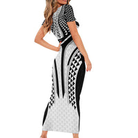 Hawaiian Kakau Art Tattoos Aquaman Style Family Matching Short Sleeve Bodycon Dress and Hawaiian Shirt White Version LT03 - Polynesian Pride