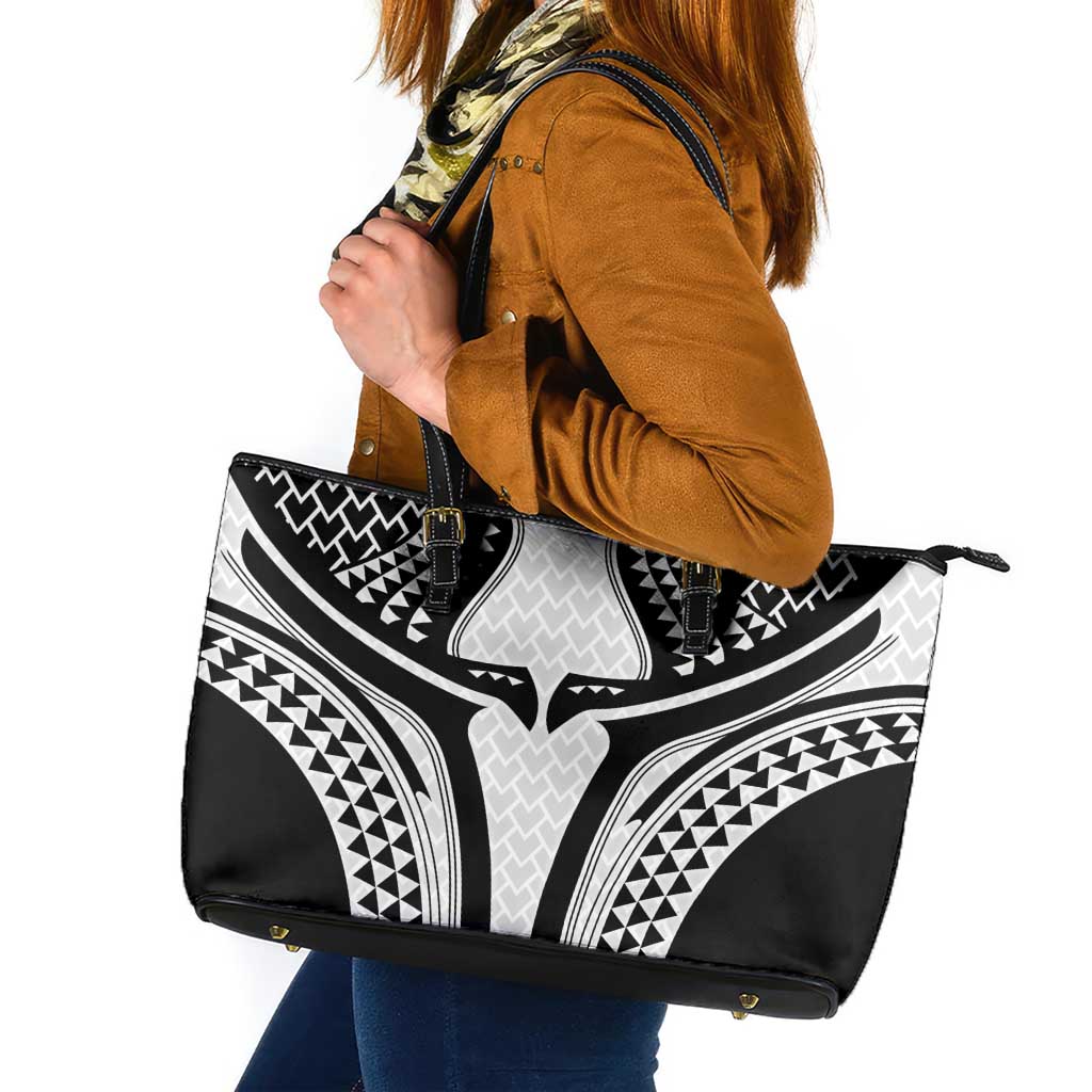 Hawaiian Kakau Art Tattoos Aquaman Style Leather Tote Bag White Version - Polynesian Pride