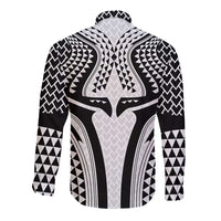 Hawaiian Kakau Art Tattoos Aquaman Style Long Sleeve Button Shirt White Version - Polynesian Pride