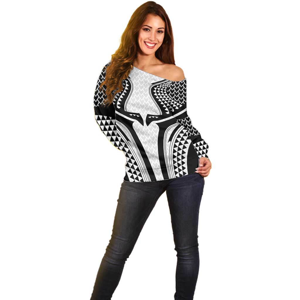 Hawaiian Kakau Art Tattoos Aquaman Style Off Shoulder Sweater White Version - Polynesian Pride
