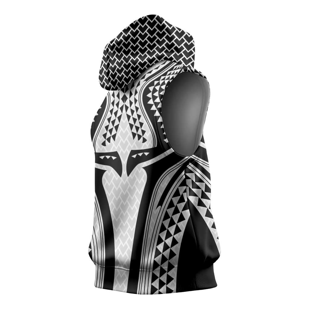 Hawaiian Kakau Art Tattoos Aquaman Style Sleeveless Hoodie White Version - Polynesian Pride