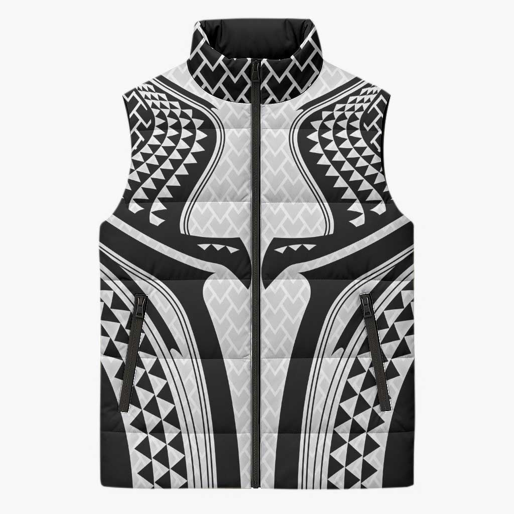 Hawaiian Kakau Art Tattoos Aquaman Style Sleeveless Puffer Jacket White Version - Polynesian Pride