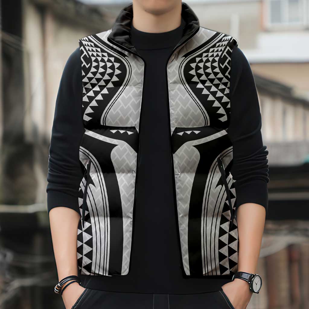 Hawaiian Kakau Art Tattoos Aquaman Style Sleeveless Puffer Jacket White Version - Polynesian Pride