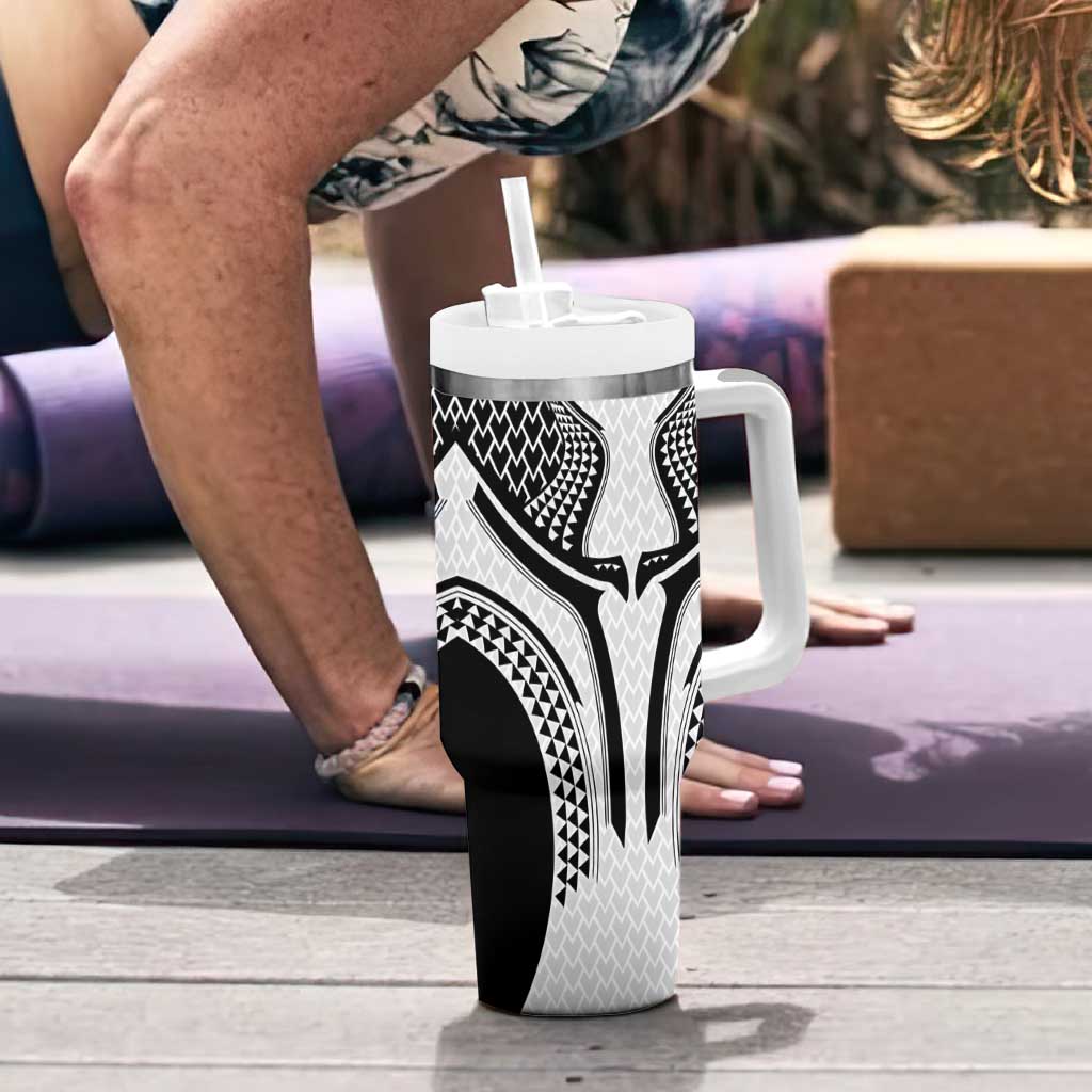 Hawaiian Kakau Art Tattoos Aquaman Style Tumbler With Handle White Version - Polynesian Pride