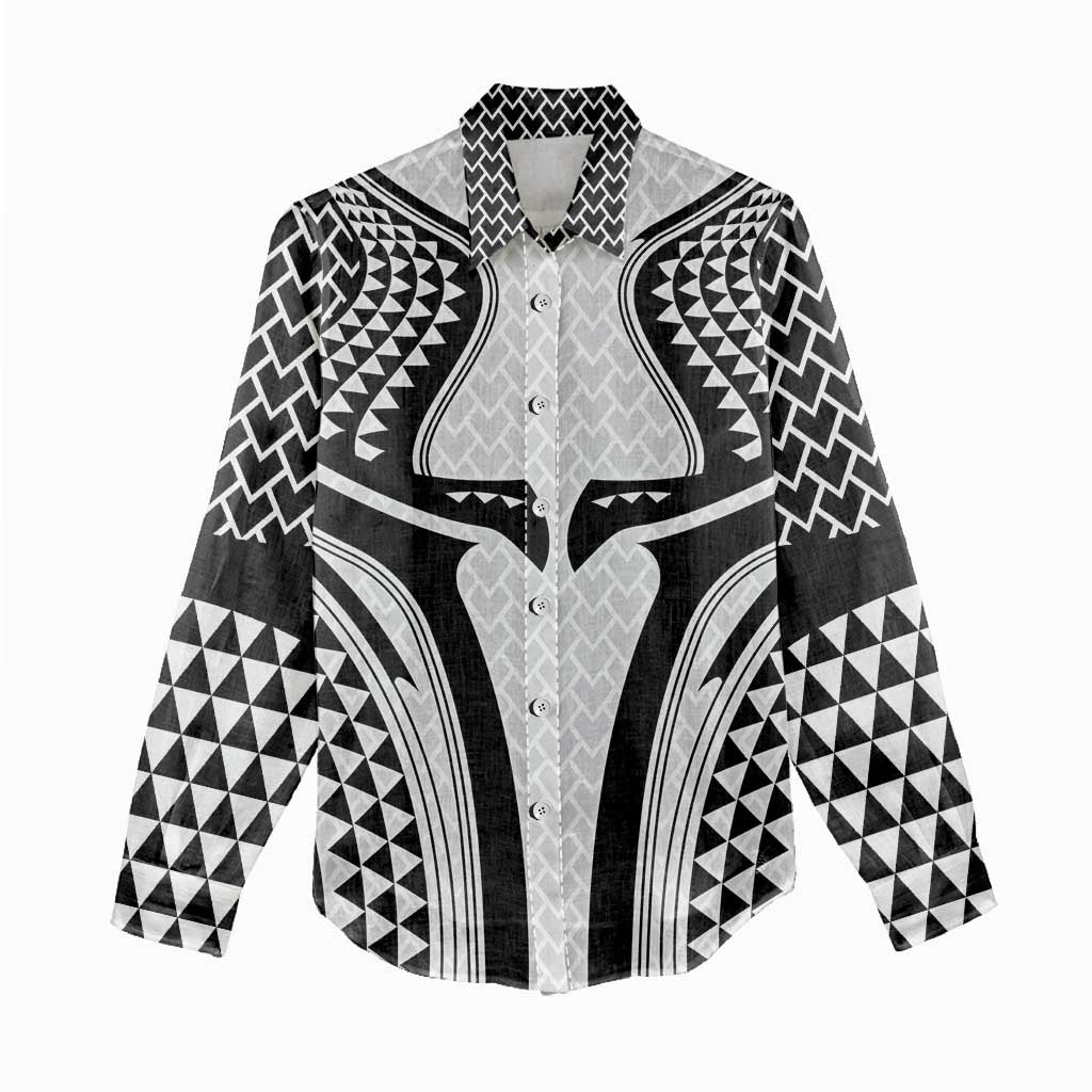 Hawaiian Kakau Art Tattoos Aquaman Style Women Casual Shirt White Version - Polynesian Pride