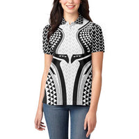 Hawaiian Kakau Art Tattoos Aquaman Style Women Polo Shirt White Version - Polynesian Pride