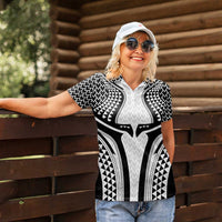 Hawaiian Kakau Art Tattoos Aquaman Style Women Polo Shirt White Version - Polynesian Pride