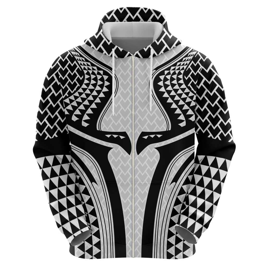 Hawaiian Kakau Art Tattoos Aquaman Style Zip Hoodie White Version - Polynesian Pride