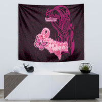 Polynesia Breast Cancer Tapestry Butterfly and Flowers Ribbon Maori Tattoo Ethnic Black Style LT03 - Polynesian Pride
