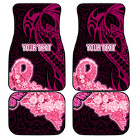 Custom Polynesia Breast Cancer Car Mats Butterfly and Flowers Ribbon Maori Tattoo Ethnic Black Style LT03 Black - Polynesian Pride