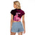 Custom Polynesia Breast Cancer Raglan Cropped T Shirt Butterfly and Flowers Ribbon Maori Tattoo Ethnic Black Style LT03 - Polynesian Pride