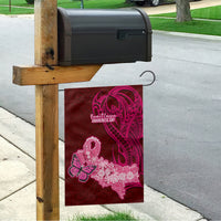 Polynesia Breast Cancer Garden Flag Butterfly and Flowers Ribbon Maori Tattoo Ethnic Red Style LT03 - Polynesian Pride