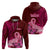 Polynesia Breast Cancer Hoodie Butterfly and Flowers Ribbon Maori Tattoo Ethnic Red Style LT03 - Polynesian Pride