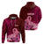 Custom Polynesia Breast Cancer Hoodie Butterfly and Flowers Ribbon Maori Tattoo Ethnic Red Style LT03 - Polynesian Pride