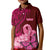 Custom Polynesia Breast Cancer Kid Polo Shirt Butterfly and Flowers Ribbon Maori Tattoo Ethnic Red Style LT03 Kid Red - Polynesian Pride