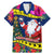 Personalised Cook Island Christmas Family Matching Mermaid Dress and Hawaiian Shirt Santa Claus Mix Maroro and Kakaia Hibiscus Flower Maori Pattern LT03 Dad's Shirt - Short Sleeve Blue - Polynesian Pride