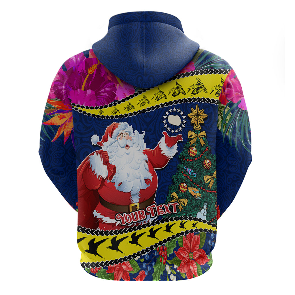 Personalised Cook Island Christmas Hoodie Santa Claus Mix Maroro and Kakaia Hibiscus Flower Maori Pattern LT03 - Polynesian Pride