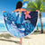 Hawaiian Honu Honi Ihu Beach Blanket With Plumeria and Kakau Art Pattern