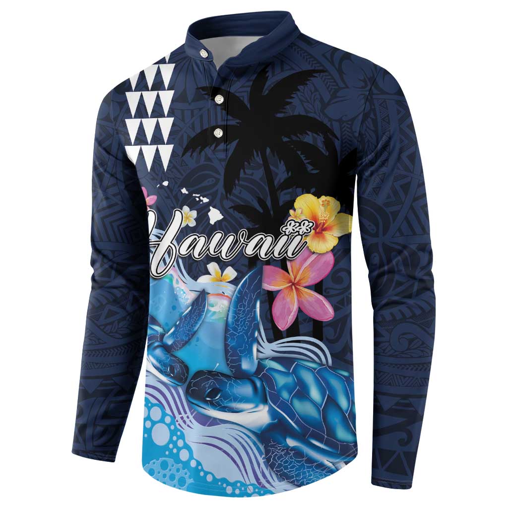 Hawaiian Honu Honi Ihu Button Sweatshirt With Plumeria and Kakau Art Pattern