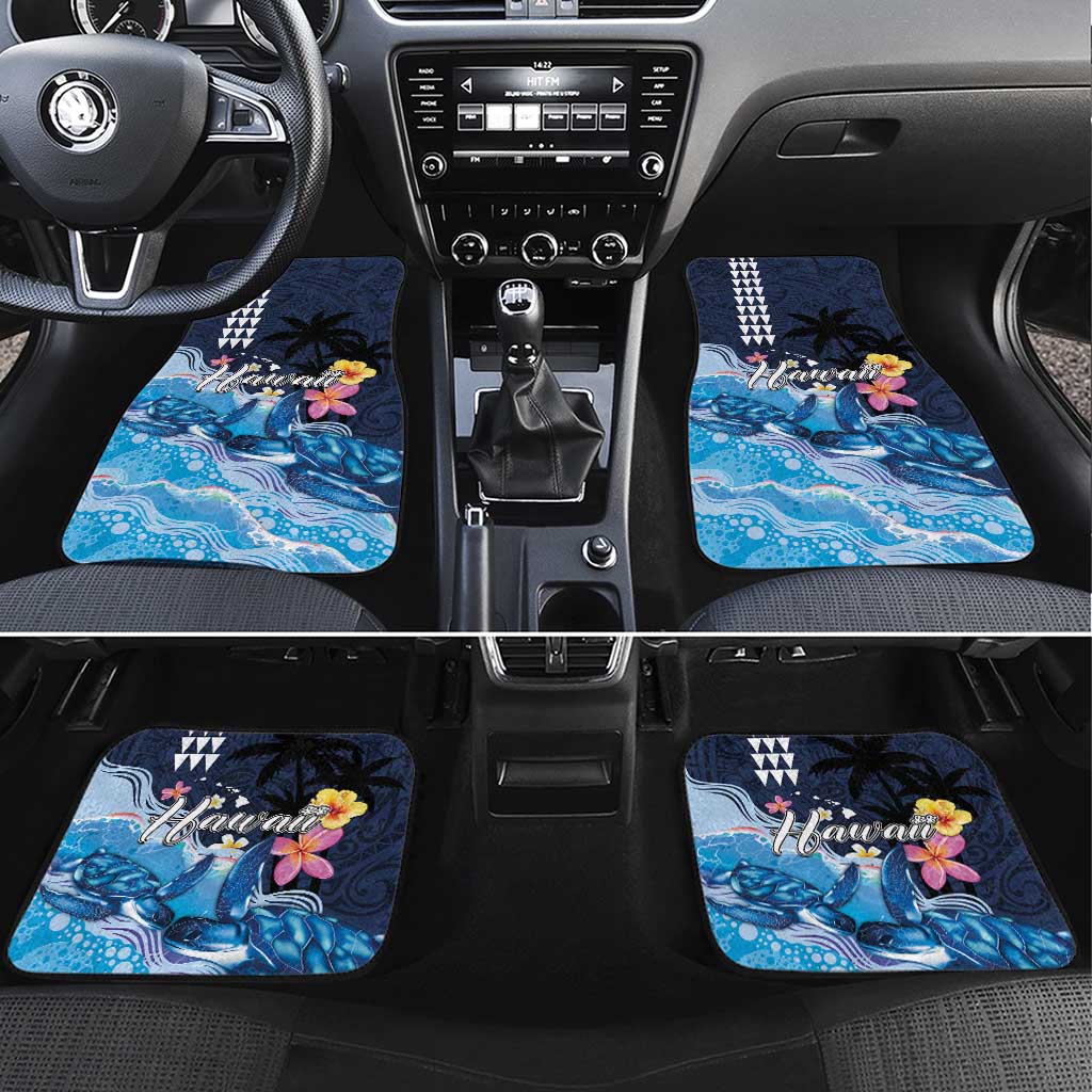 Hawaiian Honu Honi Ihu Car Mats With Plumeria and Kakau Art Pattern