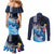 Hawaiian Honu Honi Ihu Couples Matching Mermaid Dress and Long Sleeve Button Shirt With Plumeria and Kakau Art Pattern