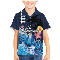 Hawaiian Honu Honi Ihu Family Matching Mermaid Dress and Hawaiian Shirt With Plumeria and Kakau Art Pattern