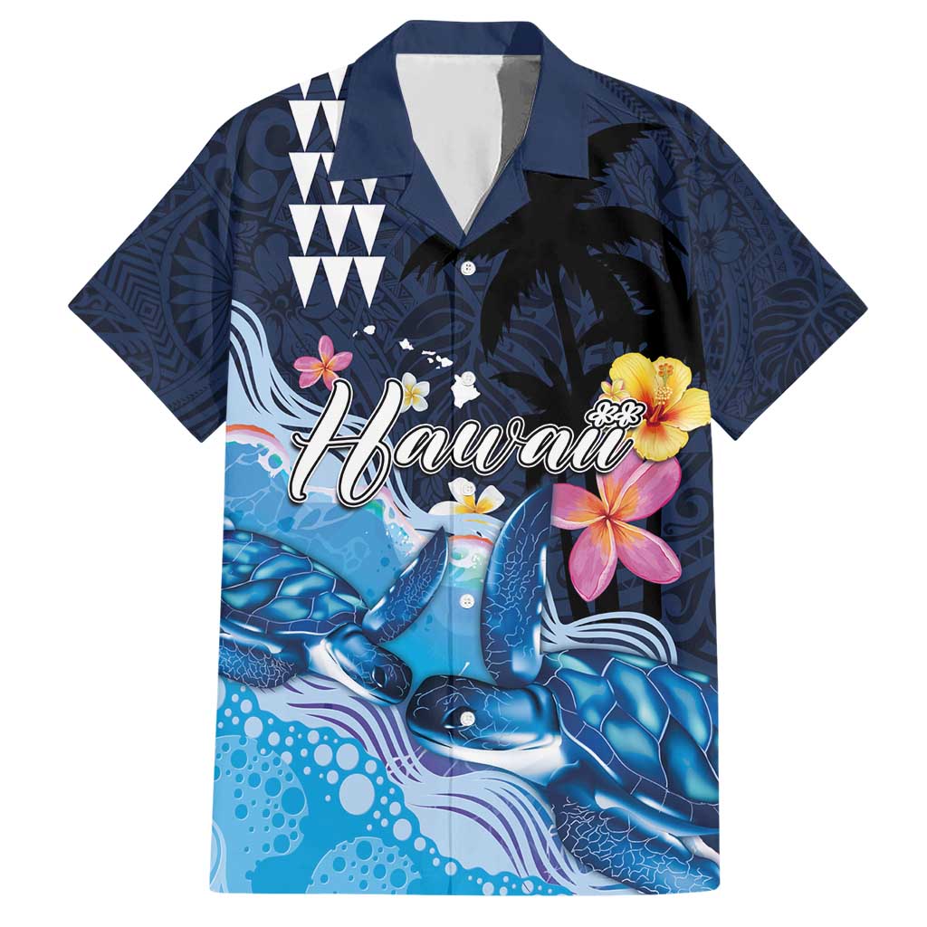 Hawaiian Honu Honi Ihu Hawaiian Shirt With Plumeria and Kakau Art Pattern