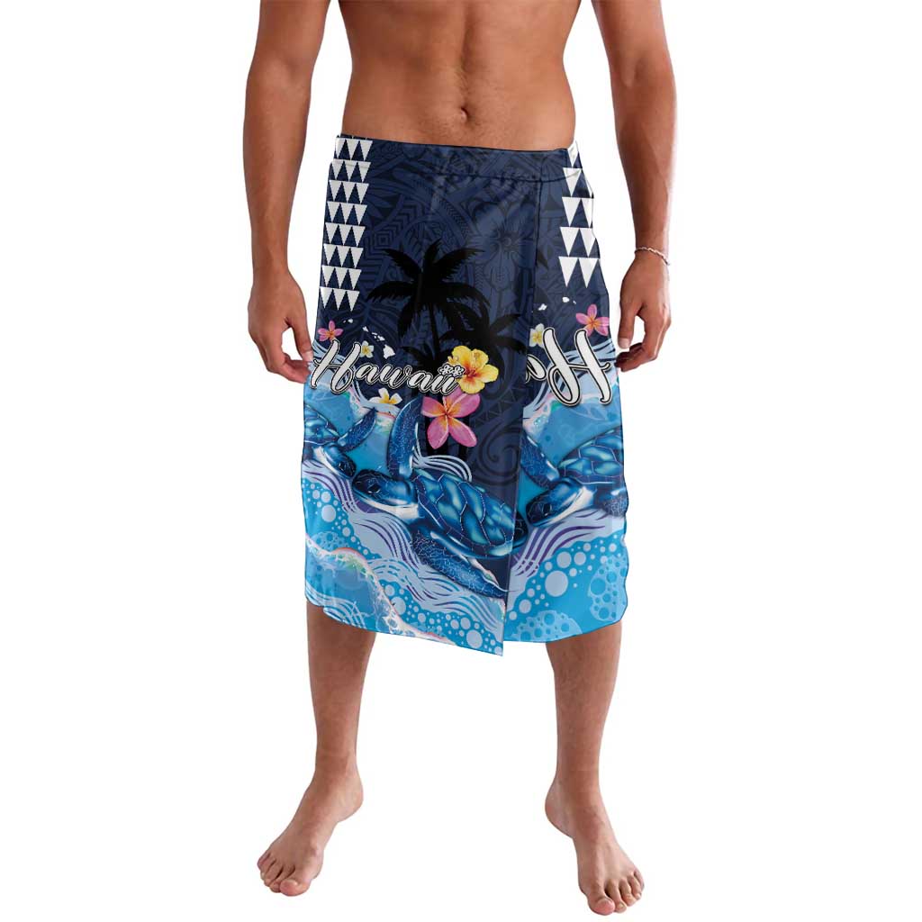 Hawaiian Honu Honi Ihu Lavalava With Plumeria and Kakau Art Pattern