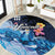 Hawaiian Honu Honi Ihu Round Carpet With Plumeria and Kakau Art Pattern