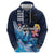 Hawaiian Honu Honi Ihu Zip Hoodie With Plumeria and Kakau Art Pattern