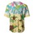 Aloha Turtle Family on The Beach Baseball Jersey with Hawaiian Colorful Plumeria