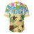 Aloha Turtle Family on The Beach Baseball Jersey with Hawaiian Colorful Plumeria