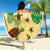 Aloha Turtle Family on The Beach Beach Blanket with Hawaiian Colorful Plumeria