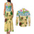 Aloha Turtle Family on The Beach Couples Matching Tank Maxi Dress and Long Sleeve Button Shirt with Hawaiian Colorful Plumeria