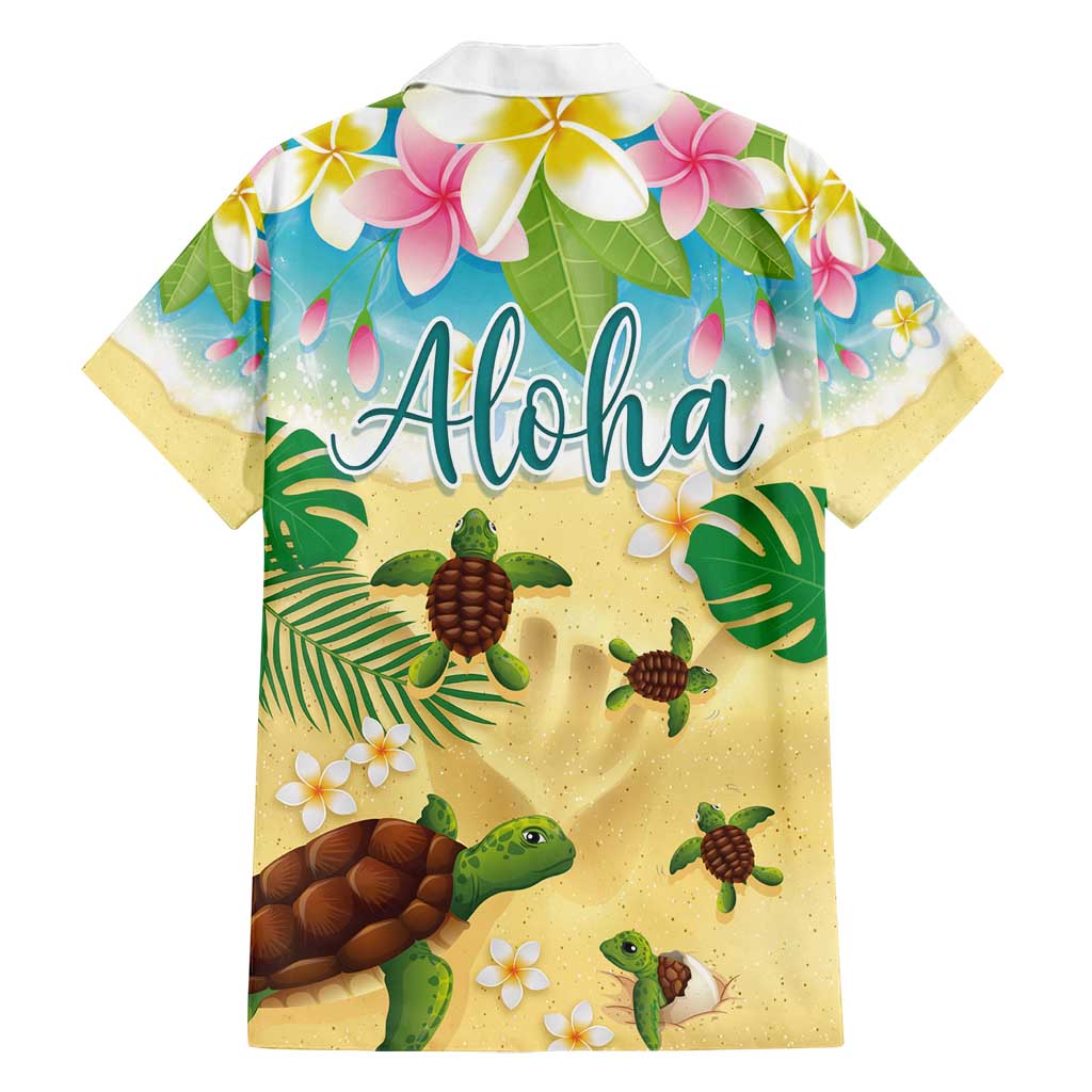 Aloha Turtle Family on The Beach Family Matching Puletasi and Hawaiian Shirt with Hawaiian Colorful Plumeria