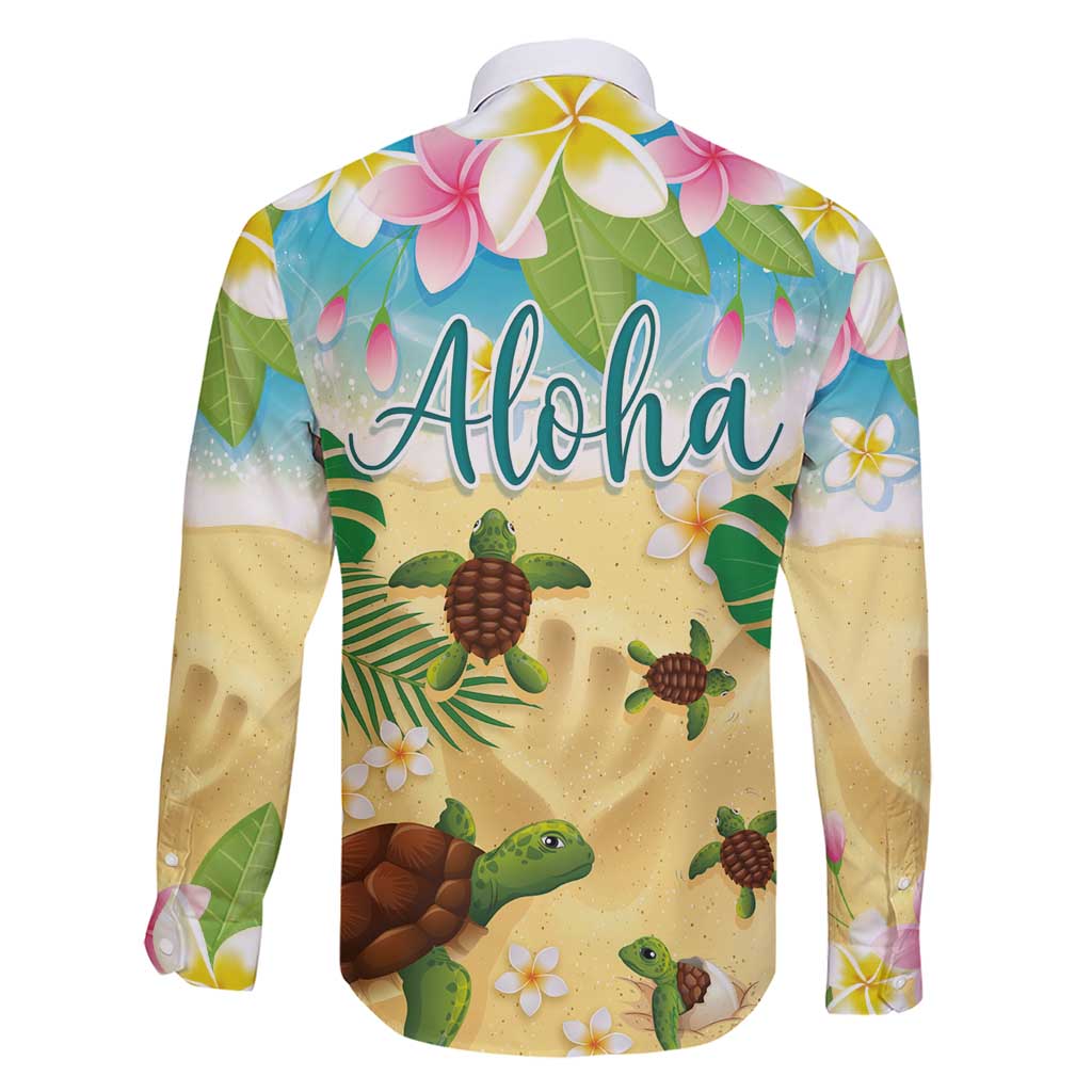 Aloha Turtle Family on The Beach Family Matching Short Sleeve Bodycon Dress and Hawaiian Shirt with Hawaiian Colorful Plumeria