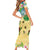 Aloha Turtle Family on The Beach Family Matching Short Sleeve Bodycon Dress and Hawaiian Shirt with Hawaiian Colorful Plumeria