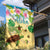 Aloha Turtle Family on The Beach Garden Flag with Hawaiian Colorful Plumeria