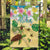 Aloha Turtle Family on The Beach Garden Flag with Hawaiian Colorful Plumeria