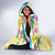 Aloha Turtle Family on The Beach Hooded Blanket with Hawaiian Colorful Plumeria