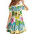 Aloha Turtle Family on The Beach Kid Short Sleeve Dress with Hawaiian Colorful Plumeria