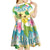 Aloha Turtle Family on The Beach Kid Short Sleeve Dress with Hawaiian Colorful Plumeria