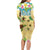 Aloha Turtle Family on The Beach Long Sleeve Bodycon Dress with Hawaiian Colorful Plumeria