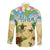 Aloha Turtle Family on The Beach Long Sleeve Button Shirt with Hawaiian Colorful Plumeria